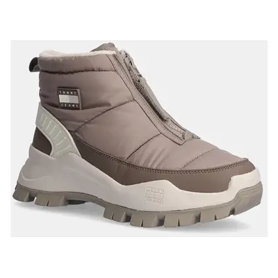 Sněhule Tommy Jeans TJW HYBRID BOOT ZIP UP WL béžová barva, EN0EN02641