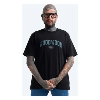 Bavlněné tričko Wood Wood Bobby IVY T-shirt černá barva, s potiskem, 12135703.2489-GREYMEL