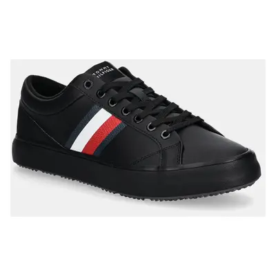 Kožené sneakers boty Tommy Hilfiger TH HI VULC CORE CLEAT STRIPES černá barva, FM0FM05199