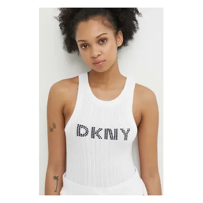 Bavlněný top Dkny HEART OF NY bílá barva, D2B4A128