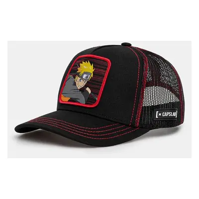 Dětská baseballová čepice Capslab Naruto Capslab Trucker černá barva, s aplikací, CL.NS.3.NAR2