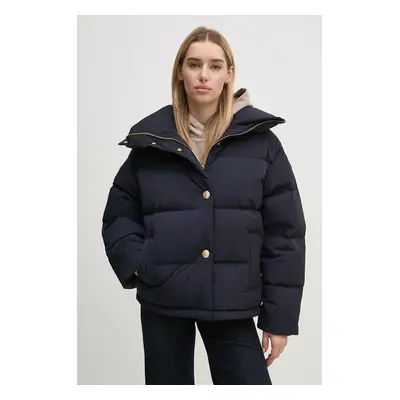 Péřová bunda Tommy Hilfiger dámská, tmavomodrá barva, zimní, oversize, WW0WW43158