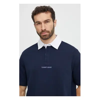 Bavlněné polo tričko Tommy Jeans tmavomodrá barva, DM0DM18924