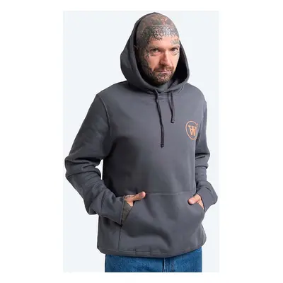 Bavlněná mikina Wood Wood Ian Hoodie 10135605-2424 GREY MELANGE pánská, šedá barva, s kapucí, po