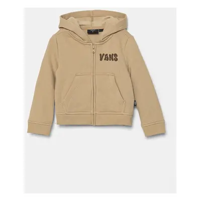 Dětská mikina Vans Happy Days Zip Hoodie béžová barva, s kapucí, s potiskem, VN000JAU4MG1