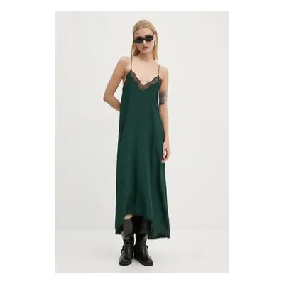 Hedvábné šaty ZADIG&VOLTAIRE zelená barva, maxi, WWDR01336