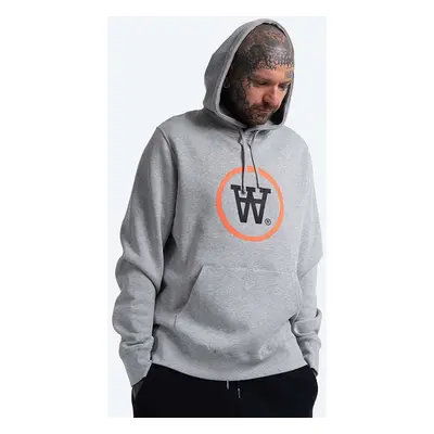 Bavlněná mikina Wood Wood Ian Hoodie 10135605-2424 GREY MELANGE pánská, šedá barva, s kapucí, po