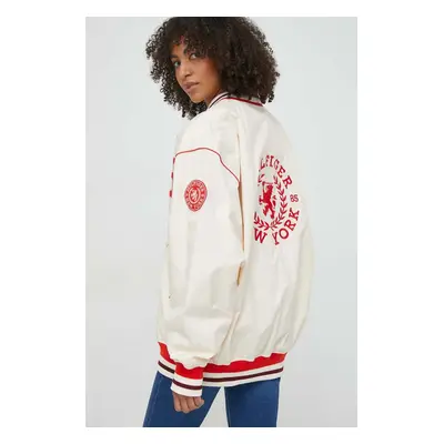 Bomber bunda Tommy Hilfiger béžová barva, přechodná, WW0WW40477