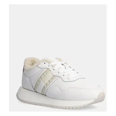 Kožené sneakers boty Tommy Jeans TJW EVA RUNNER WL bílá barva, EN0EN02594