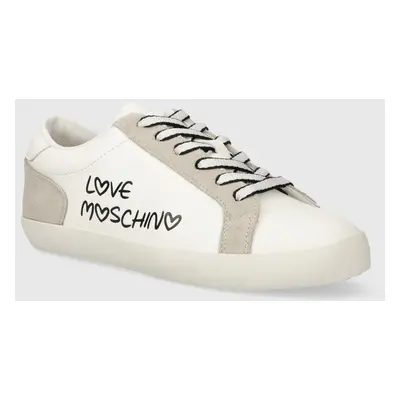 Kožené sneakers boty Love Moschino bílá barva, JA15512G0IIAC10A