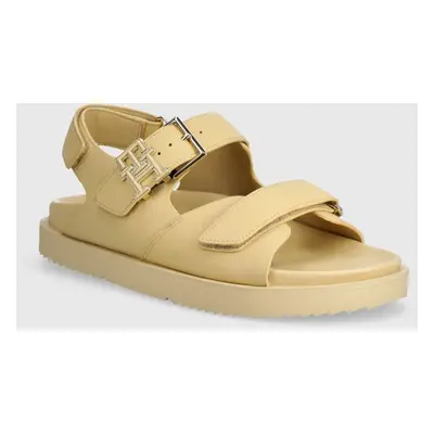 Nubukové sandály Tommy Hilfiger TH HARDWARE NUBUCK SPORTY SANDAL béžová barva, FW0FW08038