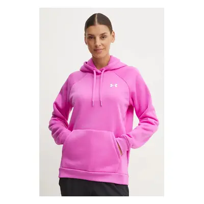 Mikina Under Armour Armour Fleece dámská, růžová barva, s kapucí, hladká, 1386507