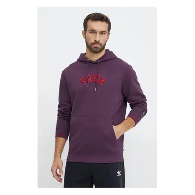 Bavlněná mikina Puma Classics Play Paris Hoodie pánská, fialová barva, s kapucí, s aplikací, 626