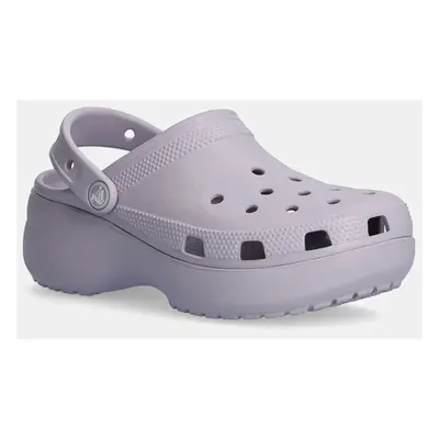 Pantofle Crocs Classic Platform Clog W dámské, šedá barva, na platformě, 206750