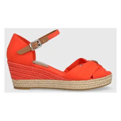 Sandály Tommy Hilfiger BASIC OPENED TOE MID WEDGE oranžová barva, FW0FW04785