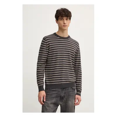 Svetr z vlněné směsi Pepe Jeans NEW ANDRE STRIPES pánský, šedá barva, lehký, PM702479