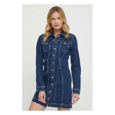 Šaty Pepe Jeans CANDIE tmavomodrá barva, mini, PL953514