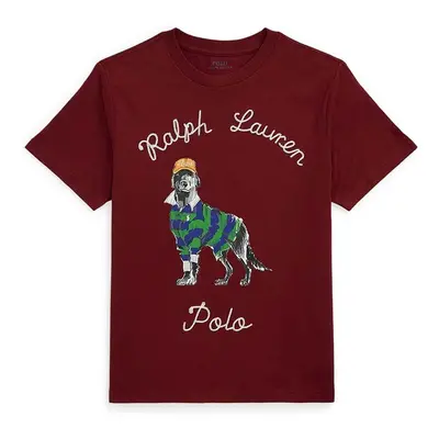 Dětské bavlněné tričko Polo Ralph Lauren červená barva, s potiskem, 323952497001