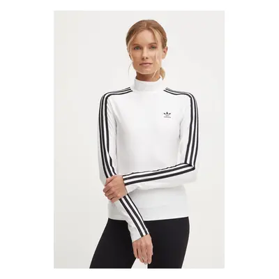 Tričko s dlouhým rukávem adidas Originals 3-S Trneck Longsleeve béžová barva, s pologolfem, JG15