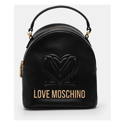 Kožený batoh Love Moschino dámský, černá barva, malý, s aplikací, JC4361PP0L