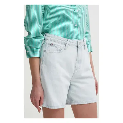 Džínové šortky Tommy Hilfiger dámské, hladké, high waist, WW0WW41328