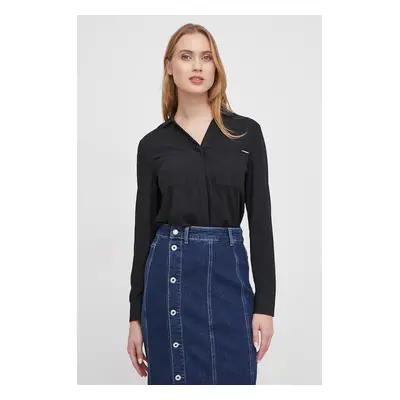 Košile Calvin Klein dámská, černá barva, regular, s klasickým límcem, K20K207019