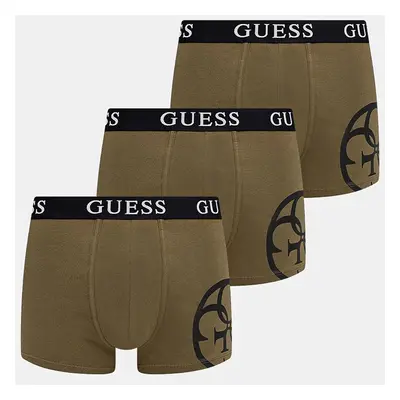 Boxerky Guess 3-pack pánské, zelená barva