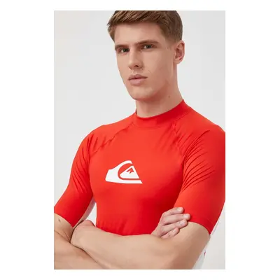 Tričko Quiksilver červená barva, s potiskem, T-SHIRT DO PŁYWANIA