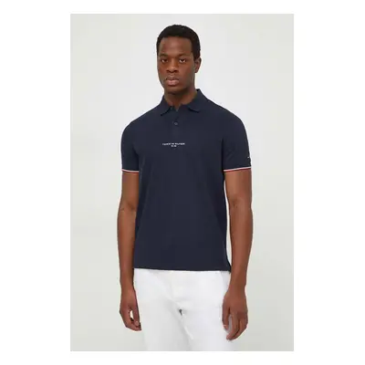 Polo tričko Tommy Hilfiger tmavomodrá barva, s potiskem, MW0MW34841