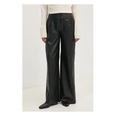 Kalhoty Dkny dámské, černá barva, široké, high waist, DJ4P3039