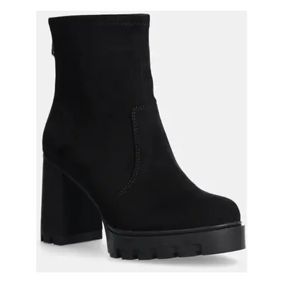 Nízké kozačky Calvin Klein Jeans HEEL PLATFORM ZIP BOOT SS dámské, černá barva, na podpatku, YW0