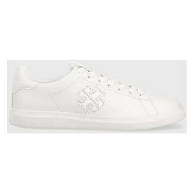 Kožené sneakers boty Tory Burch Double T Howell Court bílá barva, 149728-123