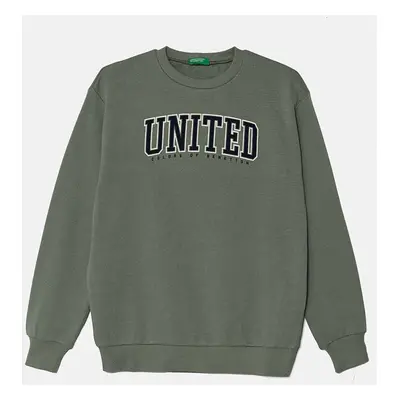 Dětská bavlněná mikina United Colors of Benetton zelená barva, s potiskem, 3J68C10JM