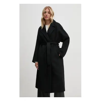 Kabát Calvin Klein dámský, černá barva, zimní, oversize, 00040WL571