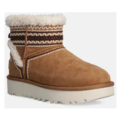 Semišové sněhule UGG Classic Mini Atherson hnědá barva, 1158281-CHE