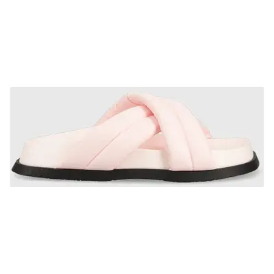 Pantofle Tommy Jeans FANCY PADDED SANDAL dámské, růžová barva, EN0EN02175