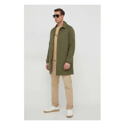 Trench kabát Pepe Jeans Valerio pánský, zelená barva, přechodný, PM402875