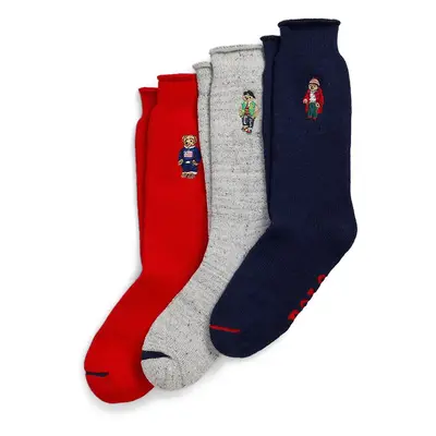 Bavlněné ponožky Polo Ralph Lauren 3-pack šedá barva, 449958862