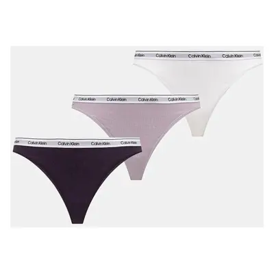 Tanga Calvin Klein Underwear 3-pack fialová barva, 000QD5209E