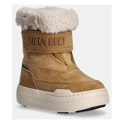 Dětské sněhule Moon Boot JR PARK STRAP BOOT SUEDE hnědá barva, 80D3440040