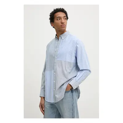 Bavlněná košile Desigual ALVA modrá barva, relaxed, s límečkem button-down, 24WMCW07