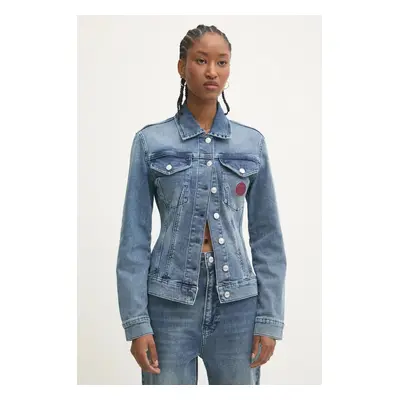 Džínová bunda Moschino Jeans dámská, tmavomodrá barva, přechodná, A0510 8721