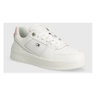 Kožené sneakers boty Tommy Hilfiger FLAG BASKET bílá barva, FW0FW08081