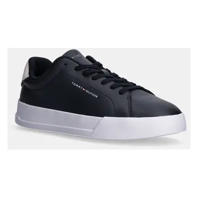 Kožené sneakers boty Tommy Hilfiger TH COURT LTH DETAIL ESS tmavomodrá barva, FM0FM05367