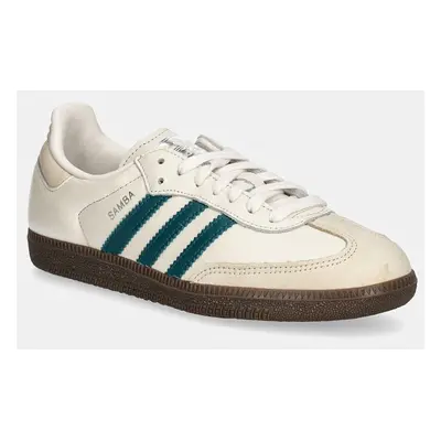 Kožené sneakers boty adidas Originals Samba OG W béžová barva, IG1963