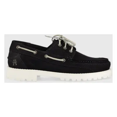 Semišové mokasíny Tommy Hilfiger TH BOAT SHOE CLASSIC NUBUCK pánské, tmavomodrá barva, FM0FM0444