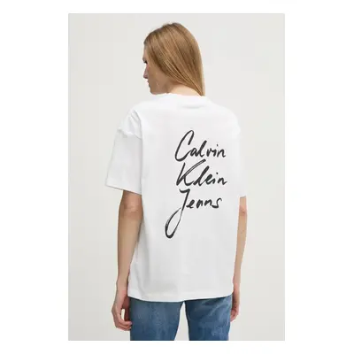 Bavlněné tričko Calvin Klein Jeans bílá barva, J20J225113