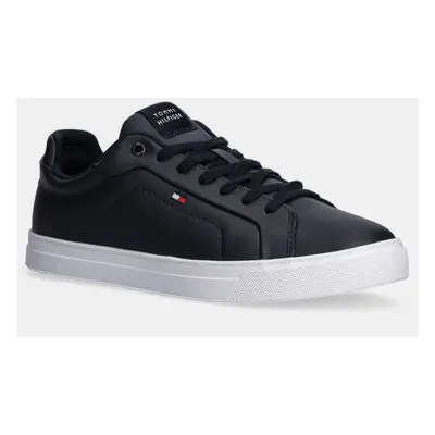 Kožené sneakers boty Tommy Hilfiger ICON COURT LTH FLAG ESS tmavomodrá barva, FM0FM05317