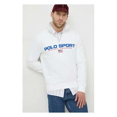 Mikina Polo Ralph Lauren pánská, bílá barva, s potiskem, 710835766