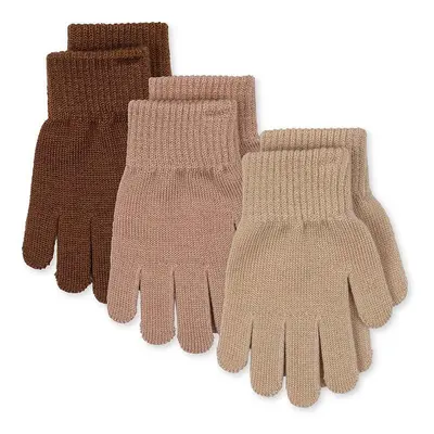 Dětské rukavice s příměsí vlny Konges Sløjd FILLA GLOVES 3-pack béžová barva, KS101220